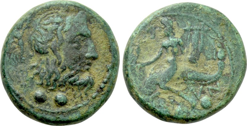 CALABRIA. Brundisium. Ae Sextans (Circa 215 BC). 

Obv: Laureate head of Posei...