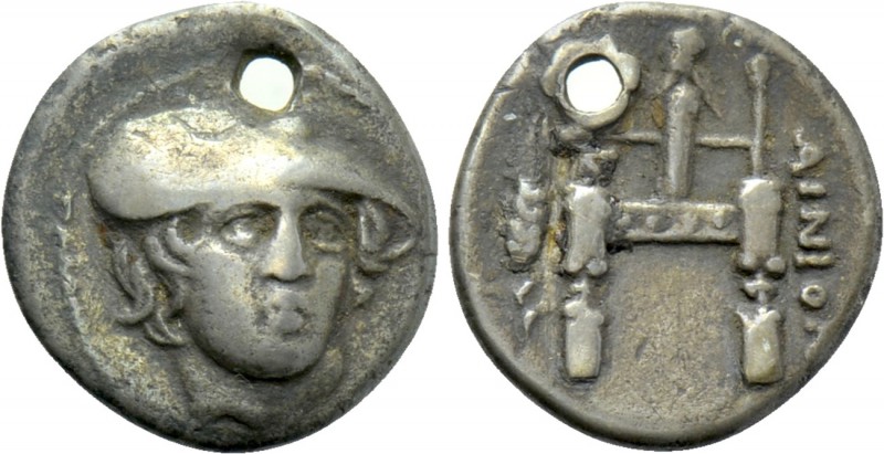 THRACE. Ainos. Drachm (Circa 357-342/1 BC). 

Obv: Head of Hermes facing sligh...