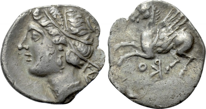 KORKYRA. Korkyra. Roman rule (Circa 229-48 BC). Half Victoriatus.

Obv: Pegaso...