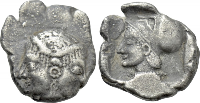 MYSIA. Lampsakos. Diobol (Circa 500-450 BC). 

Obv: Janiform female head.
Rev...