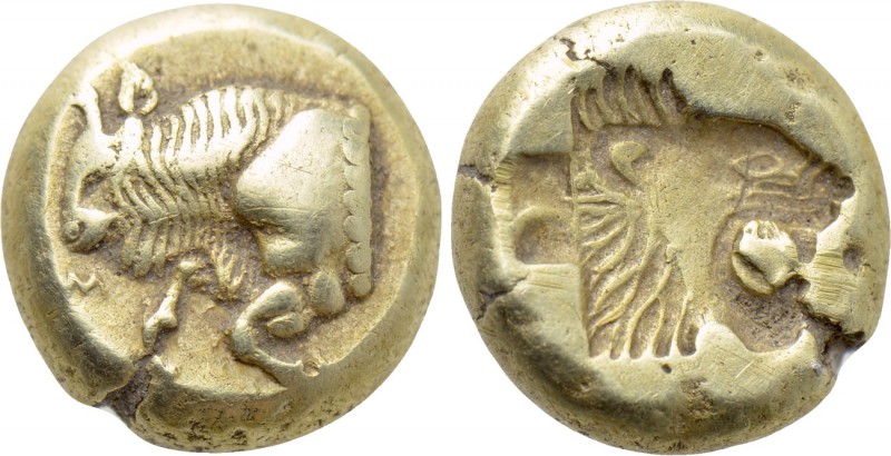 LESBOS. Mytilene. EL Hekte (Circa 521-478 BC).

Obv: Forepart of bull left; sm...
