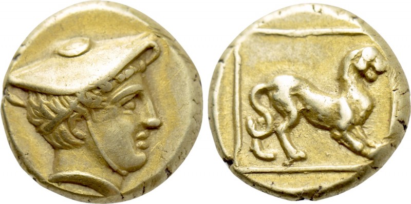 LESBOS. Mytilene. EL Hekte (Circa 377-326 BC).

Obv: Head of Hermes right, wea...