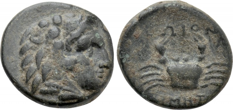 CARIA. Kos. Ae (Circa 250-210 BC). Demetrios, magistrate. 

Obv: Head of Herak...