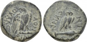 PHRYGIA. Synnada. Pseudo-autonomous. Time of Tiberius (14-37). Ae. Klaudios Valerianos, magistrate.