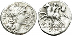 M. SERGIUS SILUS. Denarius (116-115 BC). Rome.