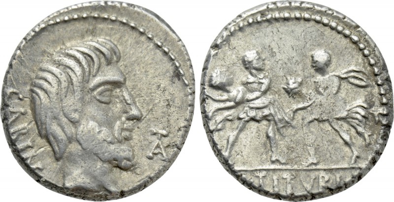 L. TITURIUS L.F. SABINUS. Denarius (89 BC). Rome. 

Obv: SABIN. 
Bareheaded a...