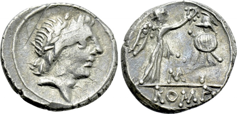 ANONYMOUS. Quinarius (81 BC). Rome. Uncertain mint. 

Obv: Laureate head of Ap...