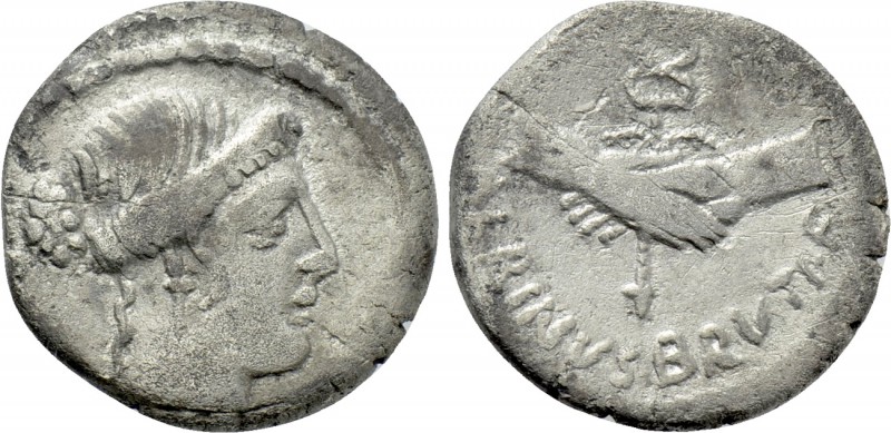 ALBINUS BRUTI F. Denarius (48 BC). Rome. 

Obv: PIETAS. 
Head of Pietas right...