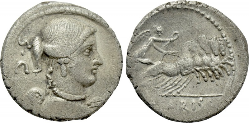 T. CARISIUS. Denarius (46 BC). Rome. 

Obv: S C. 
Draped and winged bust of V...