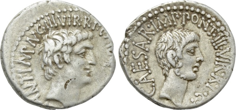 MARK ANTONY and OCTAVIAN. Denarius (41 BC). M. Barbatius Pollio, quaestor pro pr...