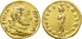 MAXIMIANUS HERCULIUS (First reign, 286-305). Gilt Fourrée Quinarius. Contemporary imitation of Ticinum.