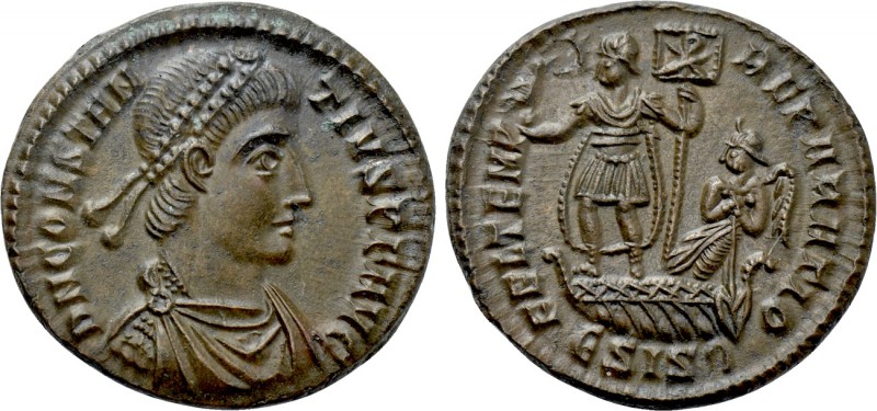 CONSTANTIUS II (337-361). Ae. Siscia. 

Obv: D N CONSTANTIVS P F AVG. 
Diadem...