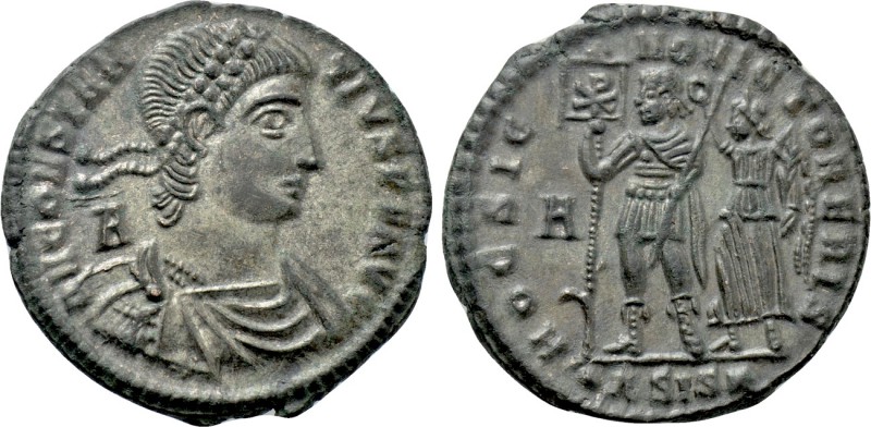 CONSTANTIUS II (337-361). Ae. Siscia. 

Obv: D N CONSTANTIVS P F AVG. 
Diadem...