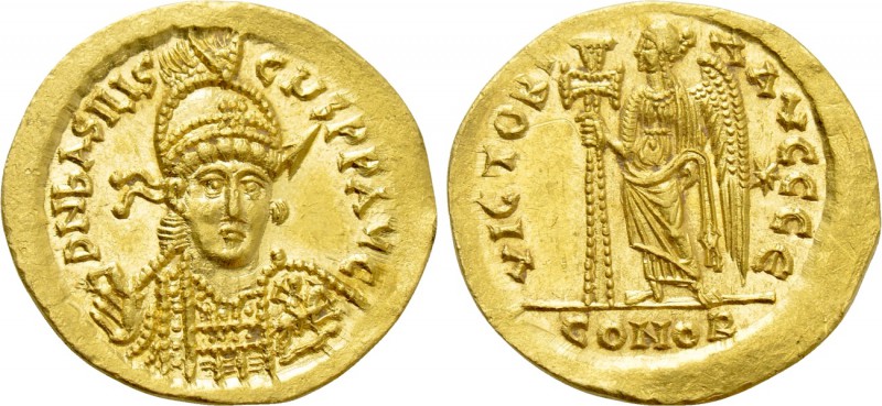 BASILISCUS (475-476). GOLD Solidus. Constantinople.

Obv: D N ЬASILISCUS P P A...