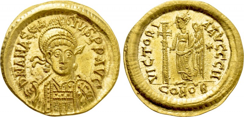 ANASTASIUS I (491-518). GOLD Solidus. Constantinople. 

Obv: D N ANASTASIVS P ...