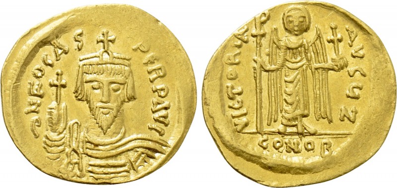 PHOCAS (602-610). GOLD Solidus. Constantinople. 

Obv: δ N FOCAS PЄRP AVG. 
C...