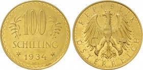 AUSTRIA. GOLD 100 Schilling (1934). Wien (Vienna).
