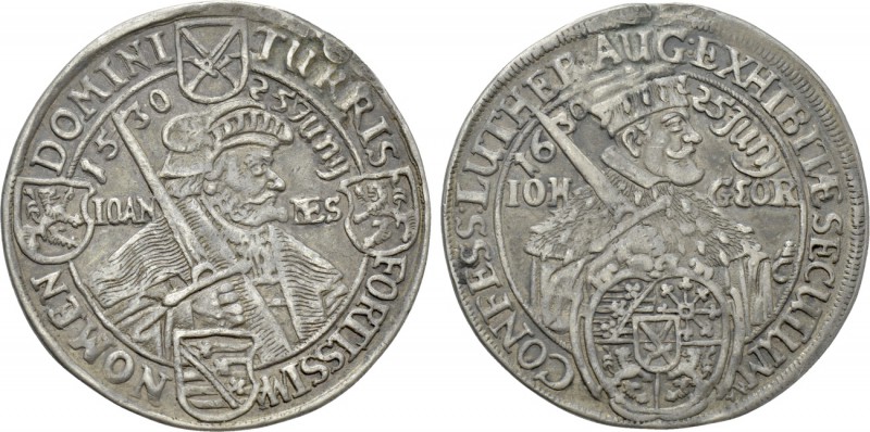 GERMANY. Sachsen. Johann Georg I (1611-1656). 1/4 Taler (1630). Dresden. Commemo...
