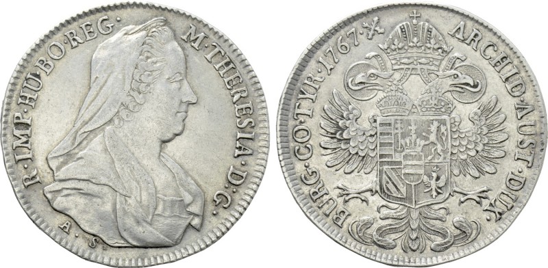 HOLY ROMAN EMPIRE. Maria Theresia (1740-1780). 1/2 Reichstaler (1767-AS). Hall. ...