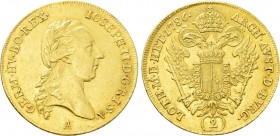 HOLY ROMAN EMPIRE. Joseph II (1765-1790). GOLD 2 Ducats (1786-A). Wien (Vienna).