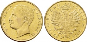 ITALY. Vittorio Emanuele III (1900-1943). GOLD 20 Lire (1905-R). Roma.