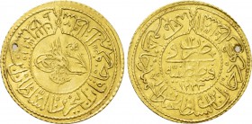 OTTOMAN EMPIRE. Mahmud II (AH 1223-1255 / 1808-1839 AD). GOLD Cedid Rumî Tek Altın. Qustantiniya (Constantinople) mint. Dated AH 1223//12 (1819/20).