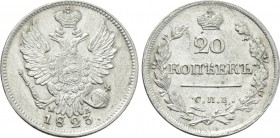 RUSSIA. Alexander I (1801-1825). 20 Kopecks (1823 СПБ-МД). St. Petersburg.