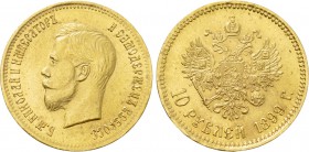 RUSSIA. Nicholas II (1894-1917). GOLD 10 Roubles (1899-ФЗ). St. Petersburg.