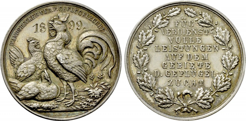 GERMANY. Hamburg. Silver Award Medal (1899). Presented by the Poultry Breeders' ...