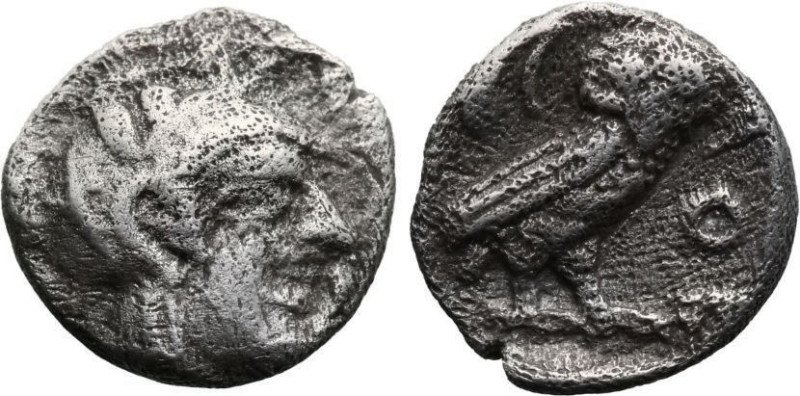 Greek
ATTICA. Athens. (Circa 454-404 BC).
AR Obol (8.3mm 0.63g)
Obv: Helmeted...