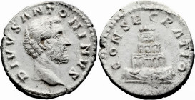 Roman Imperial
Divus Antoninus Pius (Died 161 AD). Rome. Struck under Marcus Aurelius.
AR Denarius (21mm 2.81g)
Obv: DIVVS ANTONINVS. Bare head of ...