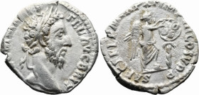 Roman Imperial
Commodus (177-192 AD). Rome
AR Denarius (17.8mm 2.81g)
Obv: M COMM ANT P FEL AVG BRIT. Laureate head to right
Rev: SAEC FEL P M TR ...