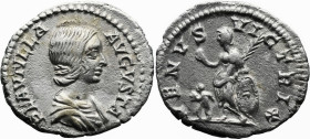 Roman Imperial
Plautilla, Augusta (202-205). Rome.
AR Denarius (19mm 3.22g)
Obv: PLAVTILLA AVGVSTA. Draped bust right.
Rev: VENVS VICTRIX. Venus s...