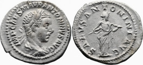 Roman Imperial
Elagabalus (218-222 AD). Rome
AR Denarius (20.3mm 3.79g)
Obv: IMP CAES M AVR ANTONINVS AVG. Bust of Elagabalus, laureate, draped, ri...