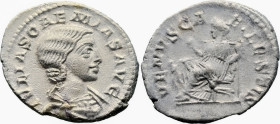 Roman Imperial
Julia Soemias, Augusta (218-222 AD). Rome
AR Denarius (19.6mm 2.93g)
Obv: IVLIA SOAEMIAS AVG. Draped bust right.
Rev: VENVS CAELEST...