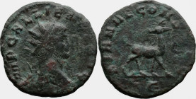 Roman Imperial
Gallienus (253-268 AD). Rome
Antoninianus (19mm 3.43g)
Obv: IMP GALLIENVS AVG. Radiate head right.
Rev: DIANAE CONS AVG / E. Deer s...