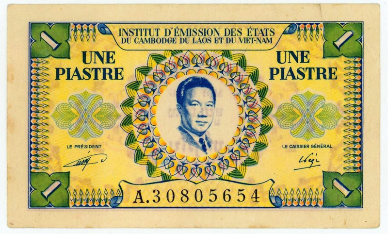 French Indochina Vietnam 1 Piastre / 1 Dong 1953 (ND)

P# 104, N# 210340; # A....