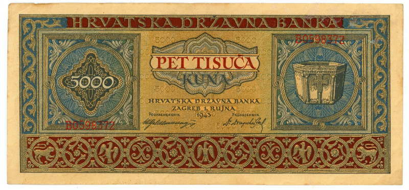 Croatia 5000 Kuna 1943

P# 13, N# 209020; # B0598372; XF