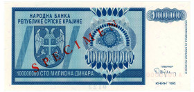 Croatia 100000000 Dinara 1993 Specimen