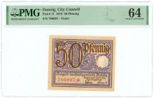 Danzig 50 Pfennig 1919 PMG 64 Choice UNC