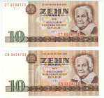 Germany - DDR 2 x 10 Mark 1971