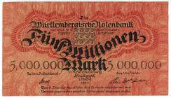 Germany Stuttgart 5000000 Mark 1923