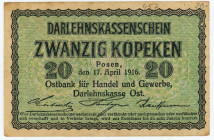 Germany - Empire Posen 20 Kopeks 1916 Darlehnskasse Ost