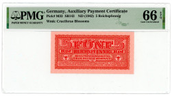 Germany - Third Reich 5 Reichspfennig 1942 (ND) PMG 66 EPQ Gem UNC