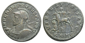 Antoninianus 
Probus (276-282), Cyzicus, MP C M AVR PROBVS P F AVG. Radiate, helmeted and cuirassed bust left, holding spear and shield / VIRTVS PROB...
