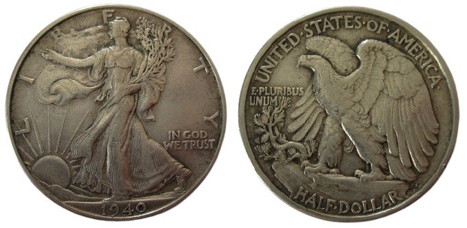 USA ½ Dollar AR
USA ½ Dollar AR
USA, Walking Liberty, 1940, Silver 900/1000
3...