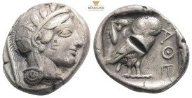 Greek
Attica, Athens AR Tetradrachm. Circa 454-404 BC…..Head of Athena to right, wearing crested Attic helmet ornamented with three olive leaves above...