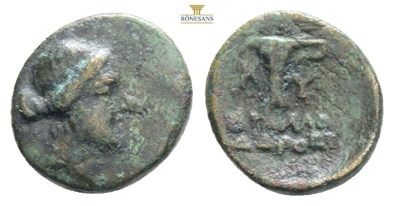 AEOLIS. Kyme. Ae (Circa 165-90 BC). Zoilos, magistrate.
Obv: Draped bust of Arte...
