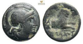 Kings of Thrace, Lysimachos (305-281 BC) AE Lysimacheia.
Obv: Head of Athena to right, wearing crested Attic helmet.
Rev: ΒΑΣΙΛΕΩΣ - ΛΥΣΙΜΑΧΟΥ Lion le...