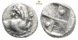 Thrace, Chersonesos AR Hemidrachm Silver ca 386-338 BC
Obv: Forepart of lion right, head reverted.
Rev: Quadripartite incuse square with alternating r...